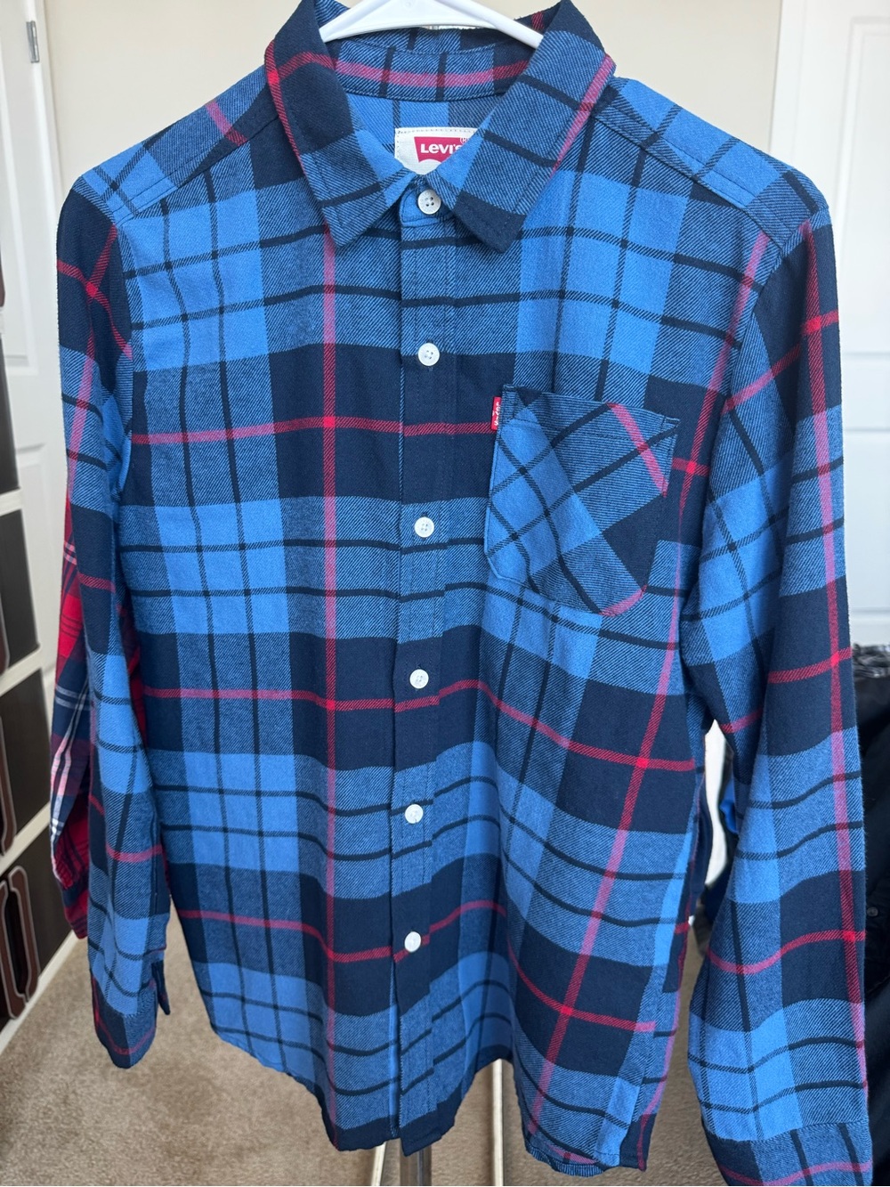 Levi's Blue and Red Plaid Long-Sleeve Button-Down Shirt